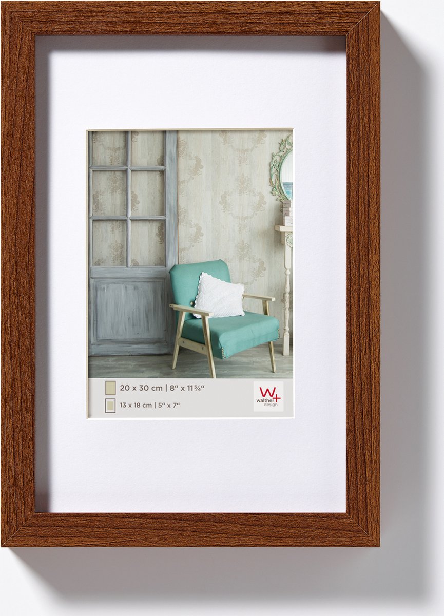 Walther stockholm - mdf houten lijst- fotoformaat 15x20 cm - walnoot