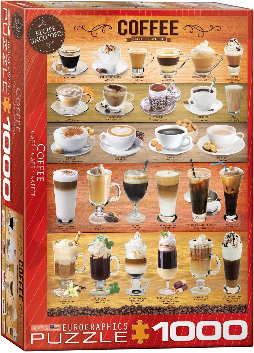 Eurographics - koffie [coffee] - 1000 stukjes 48×68cm (b×h) - legpuzzel