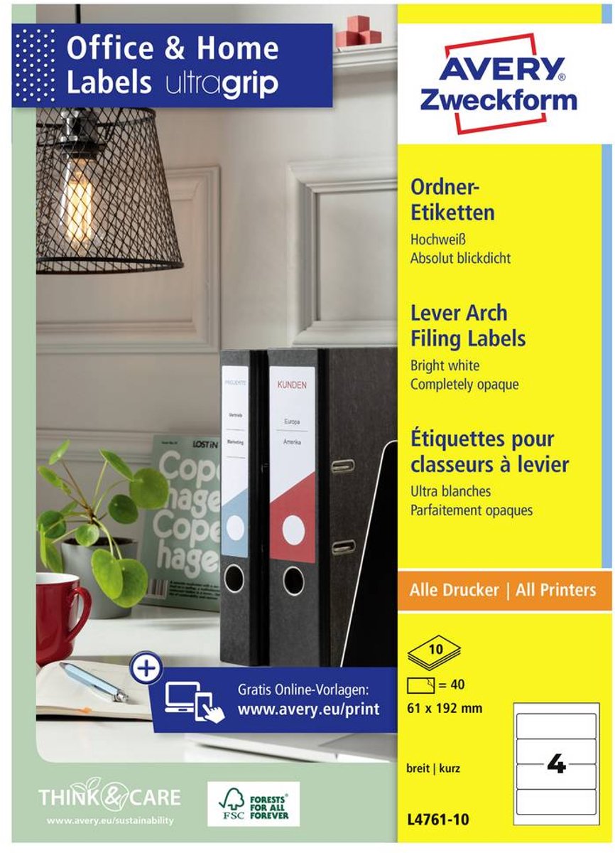 Avery ordnerrugetiketten 61 x 129 mm wit 40 stuks