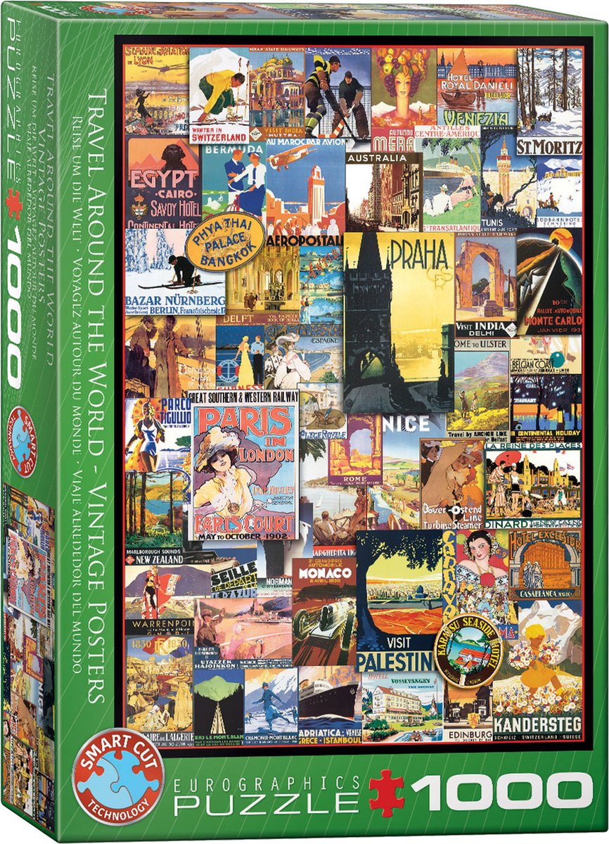 Eurographics - reis de wereld rond vintage posters [travel around the world vintage posters] - 1000 stukjes 48×68cm (b×h) - legpuzzel