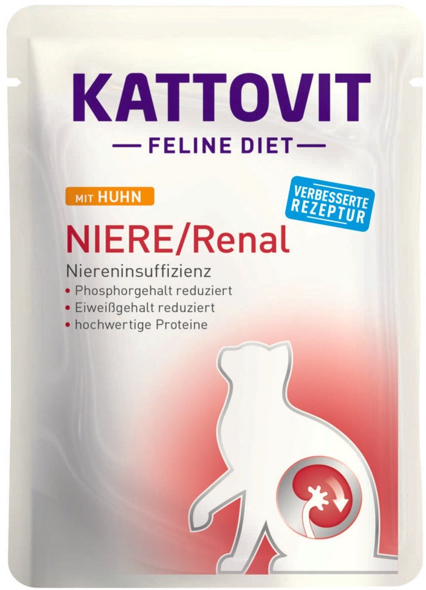 Kattovit - feline dieet pouch nier renal 1x85g - kip