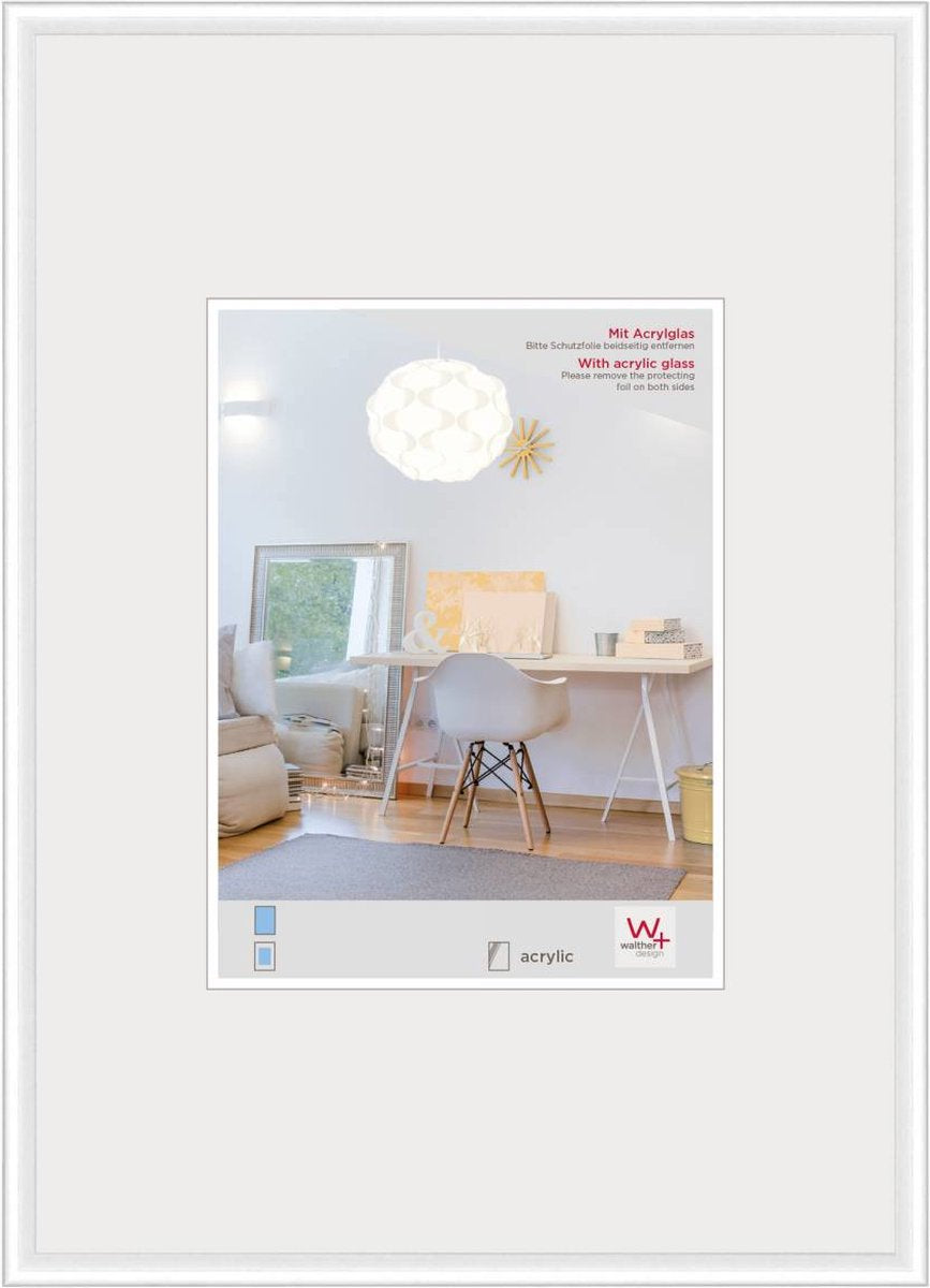 Walther new lifestyle - kunststof lijst - fotoformaat 70x100 cm - kunstglas - wit