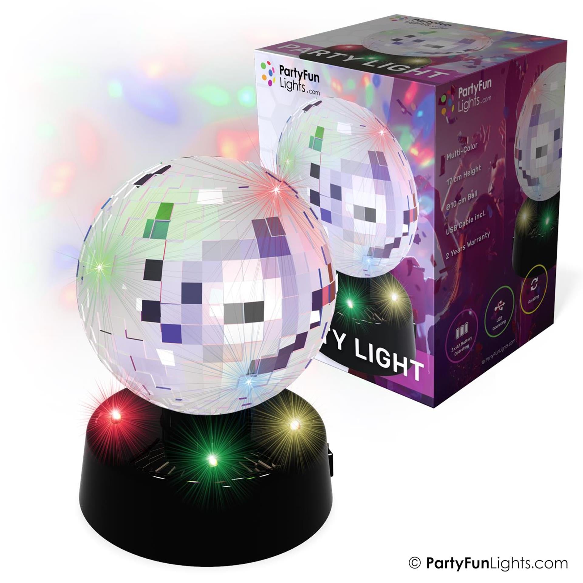 Partyfun lights tafellamp discobal mirror10cm roterend