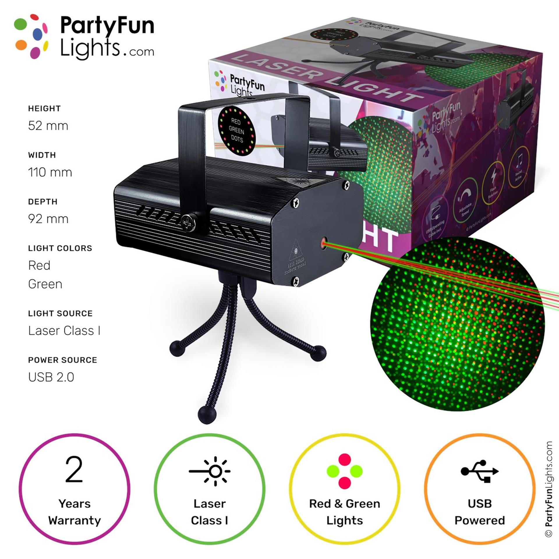 Partyfun lights laser licht usb led rood groen