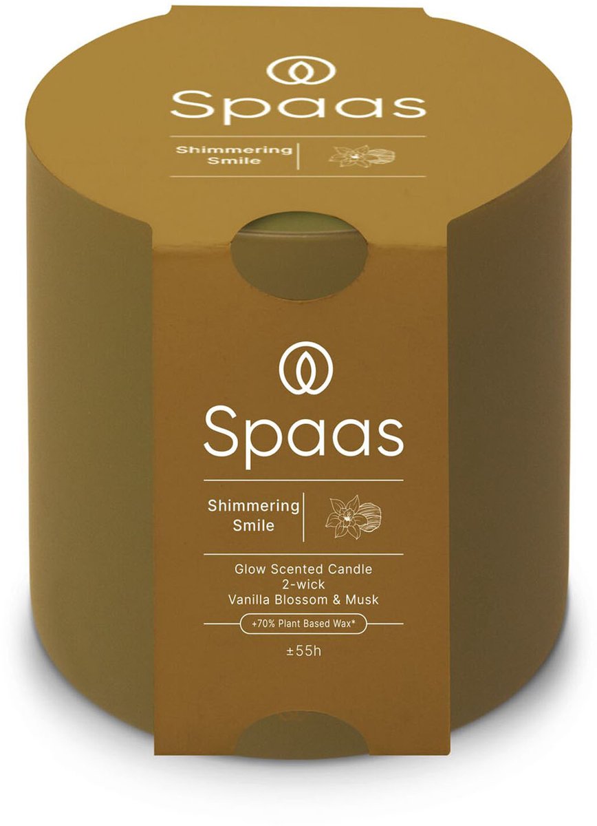 Spaas glow geurkaars 2-wiek 55u - glinsterende glimlach