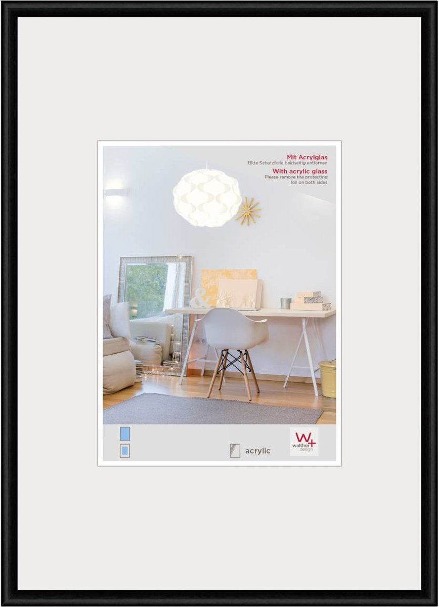 Walther new lifestyle - kunststof lijst - fotoformaat 40x60 cm - kunstglas - zwart