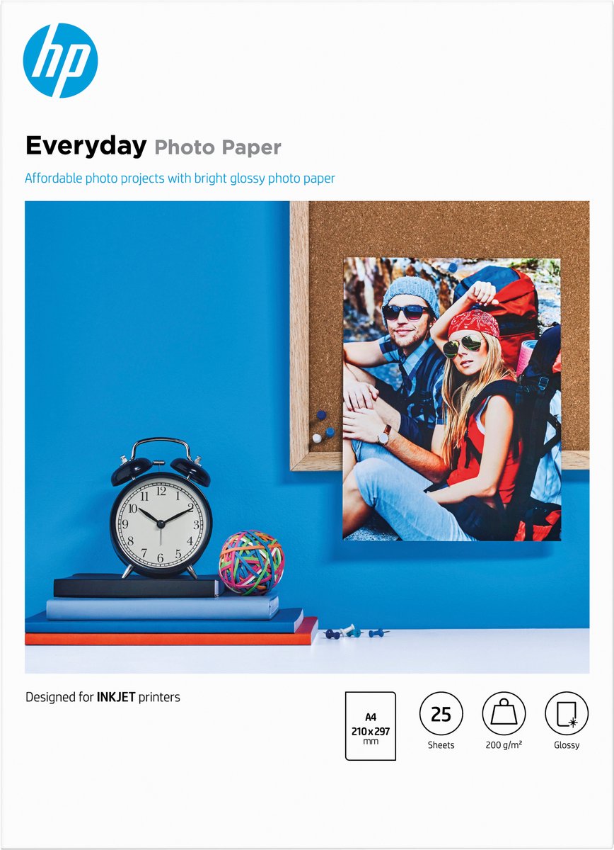 Hp everyday photo paper - glanzend - a4 - 200 g m² - 25 vellen