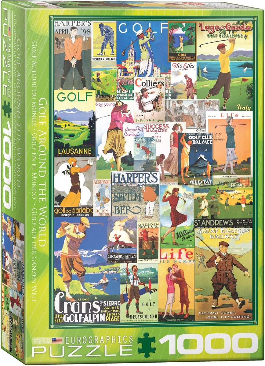 Eurographics - gold de wereld rond [golf around the world] - 1000 stukjes 48×68cm (b×h) - legpuzzel