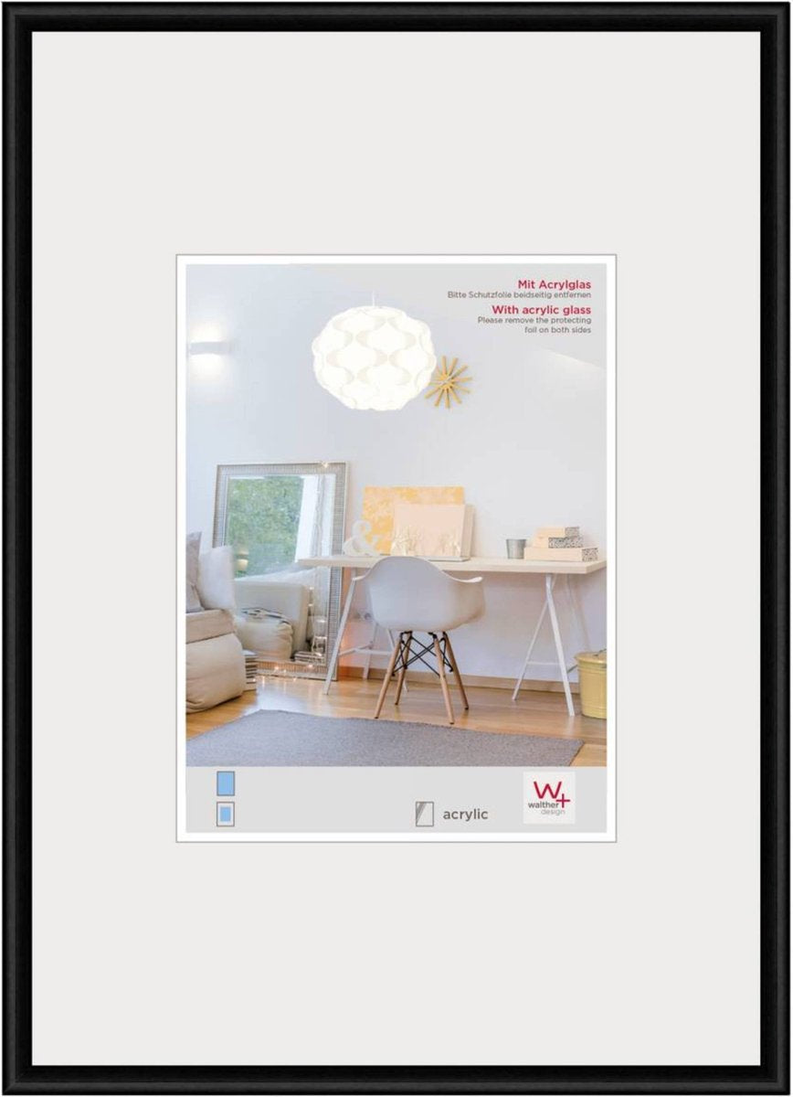 Walther new lifestyle - kunststof lijst - fotoformaat 42x59,4 cm (din a2) - zwart