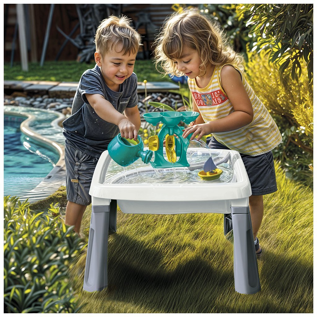 Dolu zand-watertafel + accessoires wit grijs