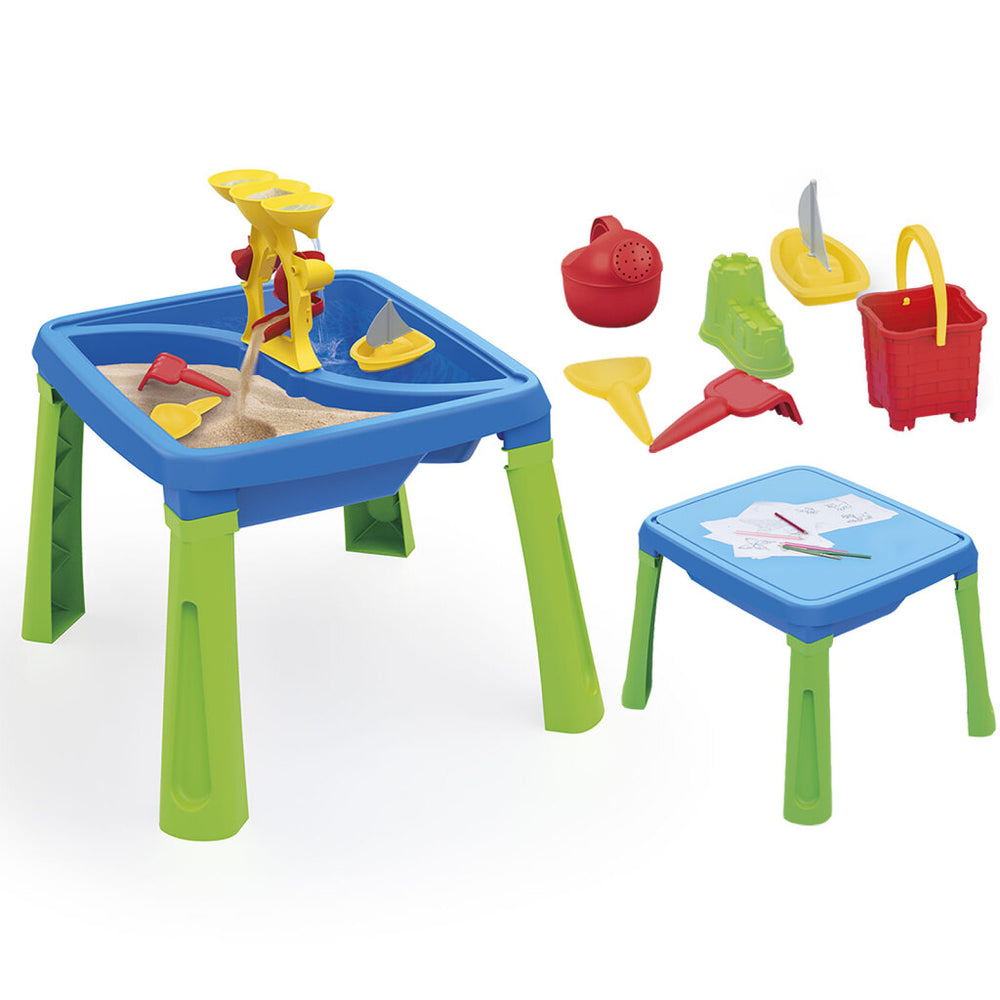 Dolu zand-watertafel + accessoires blauw groen
