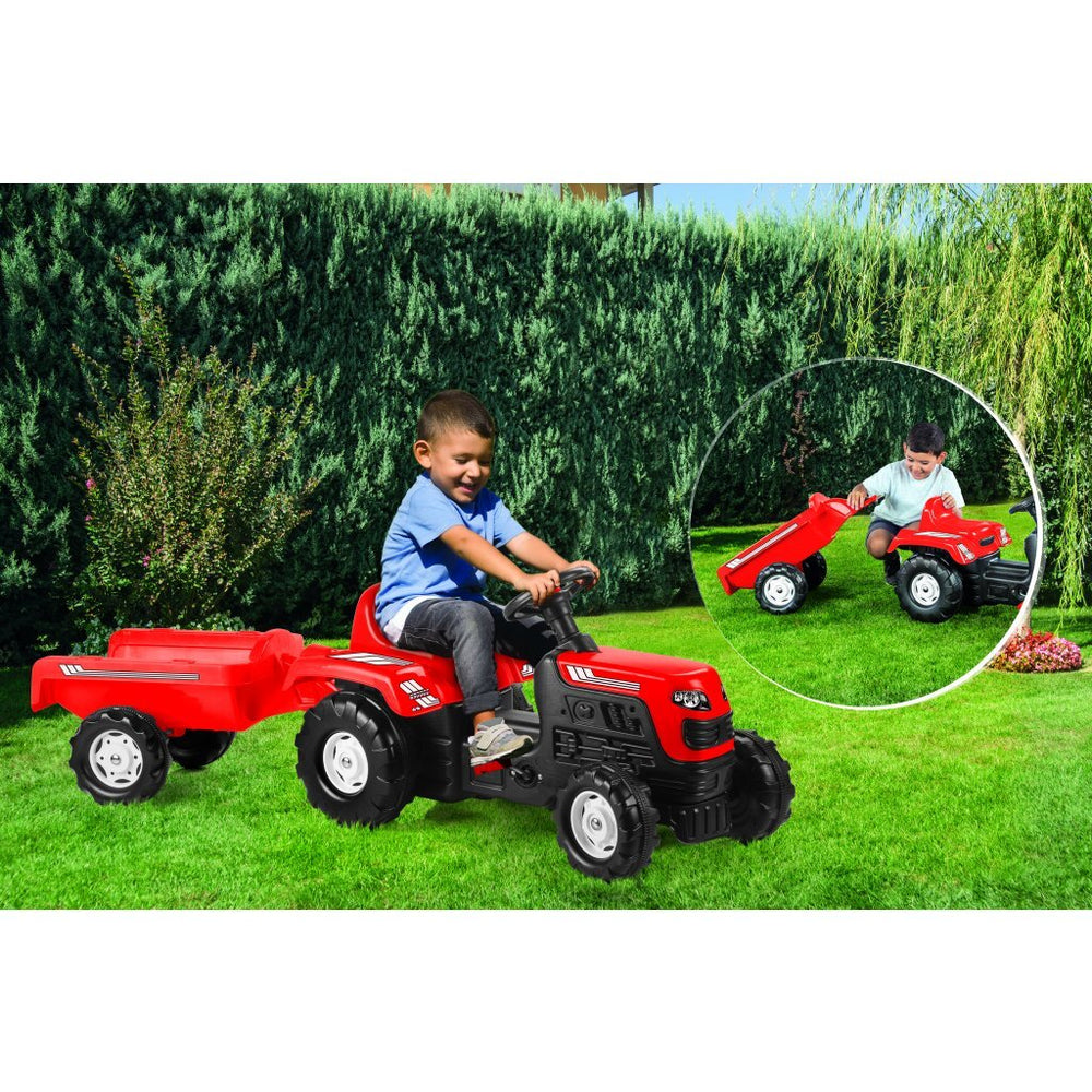 Dolu traptractor met aanhanger claxon rood zwart