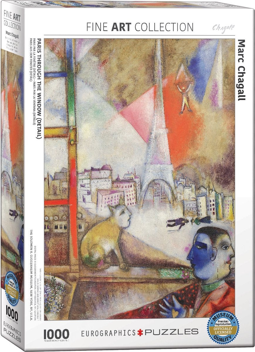 Eurographics - parijs door het raam [paris à travers la fenêtre] - marc chagall - 1000 stukjes 48×68cm (b×h) - fine art legpuzzel