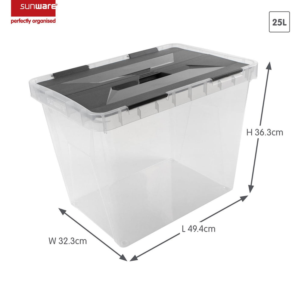 Sunware onyx opbergbox 25l transparant antraciet