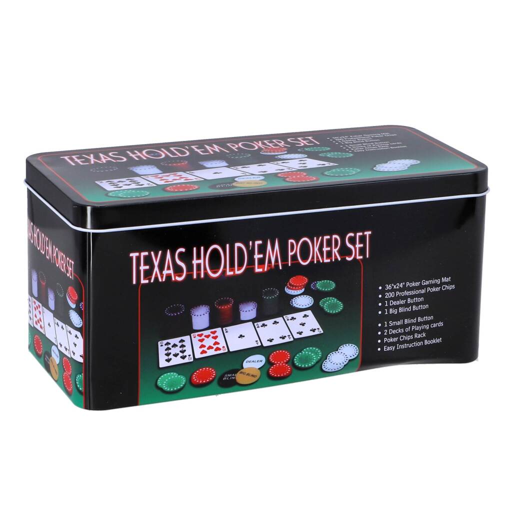 Merkloos sans marque pokerset in blik, 200-delig
