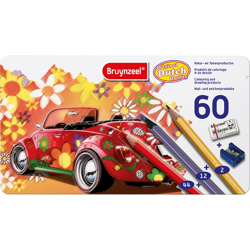 Bruynzeel coloured pencils 60 pieces + eraser sharpener