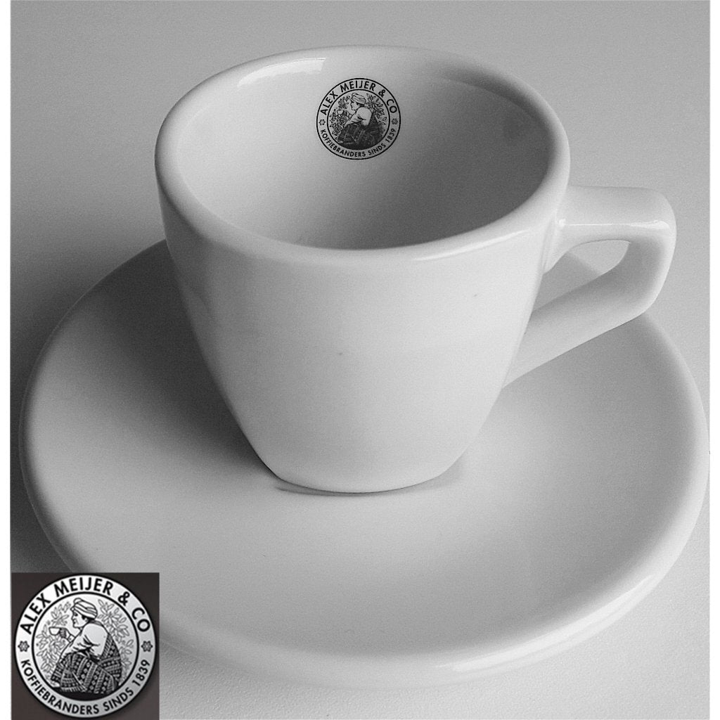 Intermezzo espresso kop en schotel alex meijer logo 3 stuks