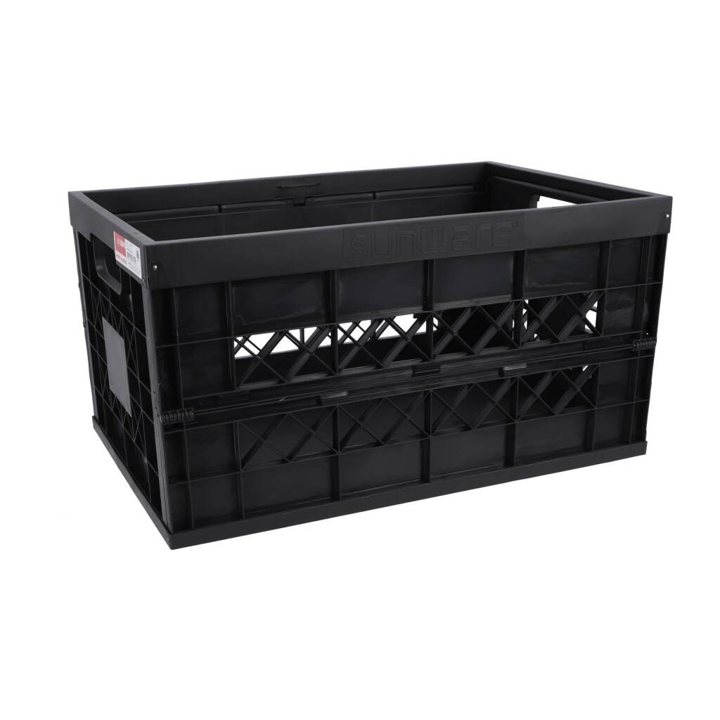 Sunware square vouwkrat 45l - heavy duty boodschappenkrat - zwart