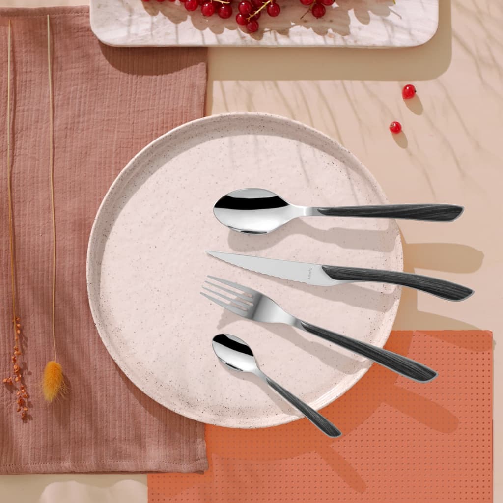 Amefa Amefa 16-delige Bestekset Eclat Nature zwart hout