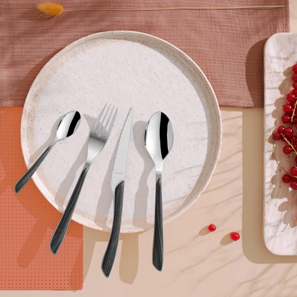 Amefa Amefa 16-delige Bestekset Eclat Nature zwart hout