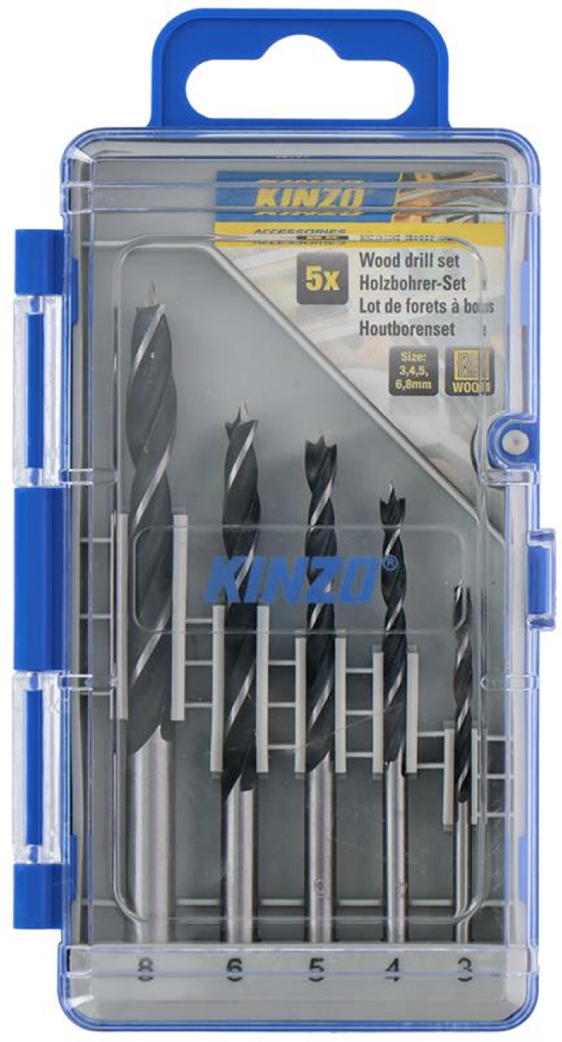 Kinzo houtborenset 5-delig (3-8mm)