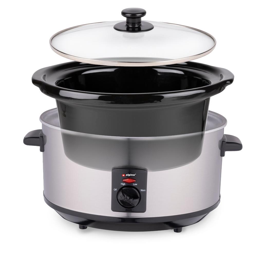 Alpina slowcooker 3,5l 240w RVS zwart