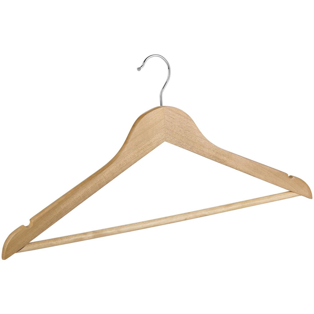 Alpina kledinghangers hout set 10 stuks – kleerhangers voor brede schouders - kledinghanger met draaibare haak - kleding hangers met anti‑slip en broeklat
