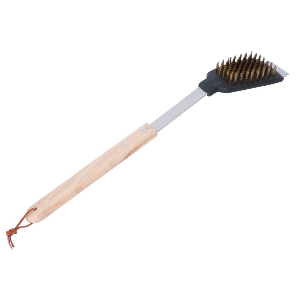 Bbq collectie borstel met schraper RVS eiken