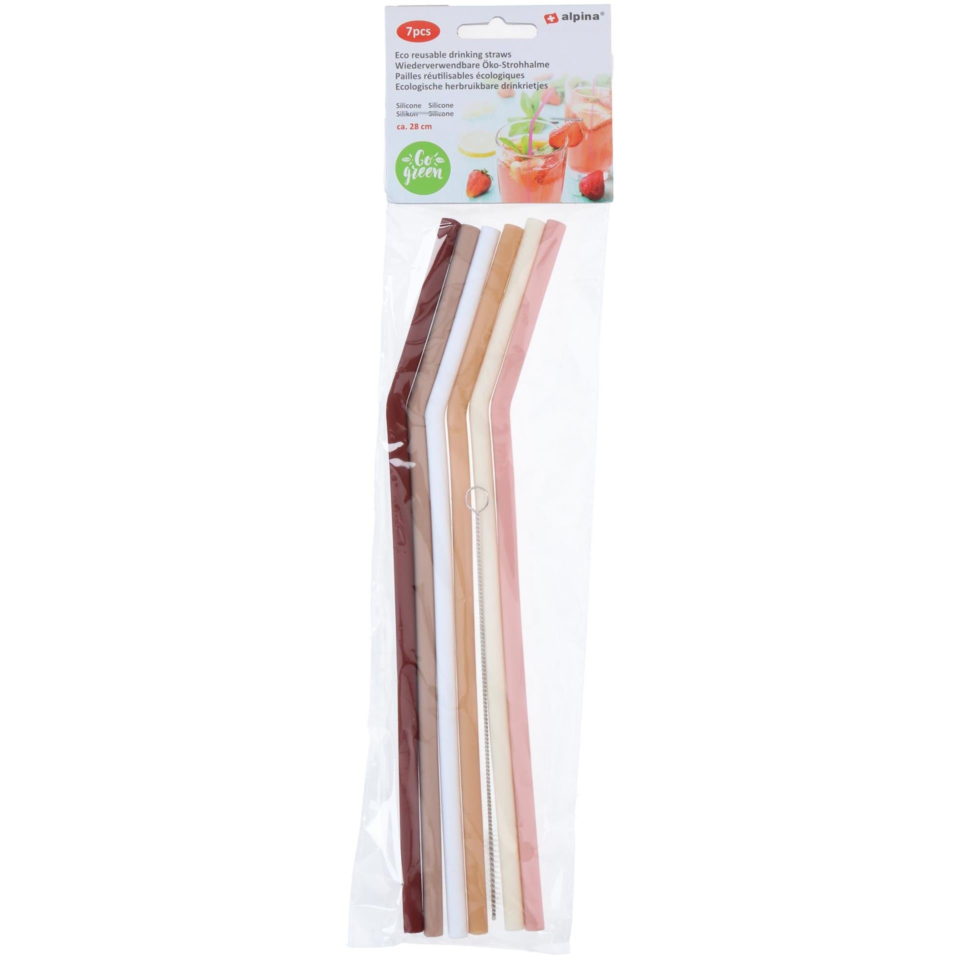 Alpina drinkrietjesset silicone 7-delig