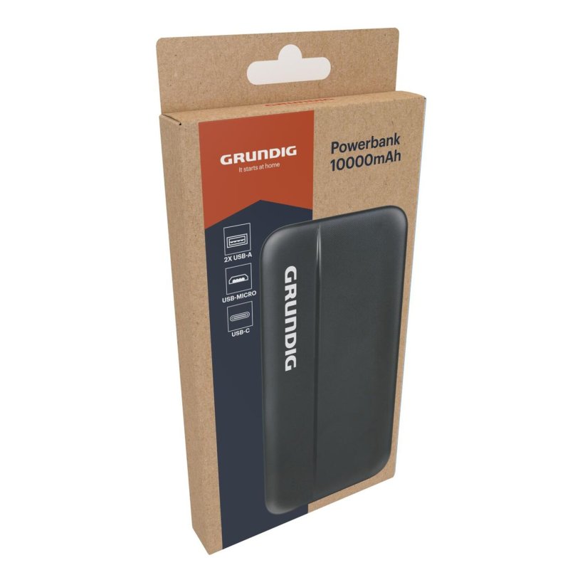 Grundig powerbank 10.000mah met usb-a en usb-c