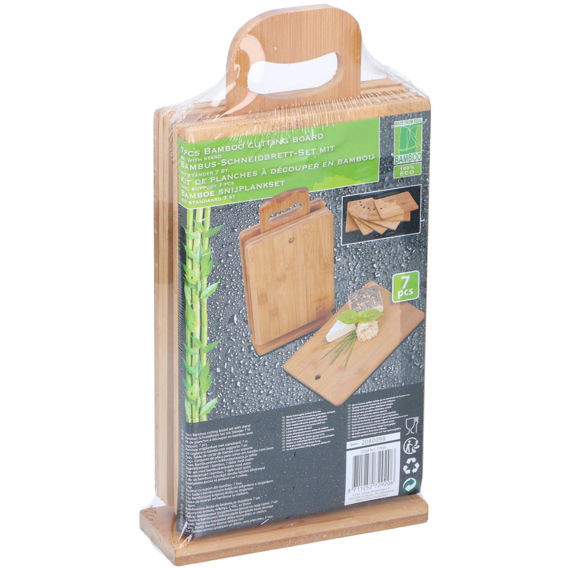 Eco-import bamboe snijplankset met houder 7-delig