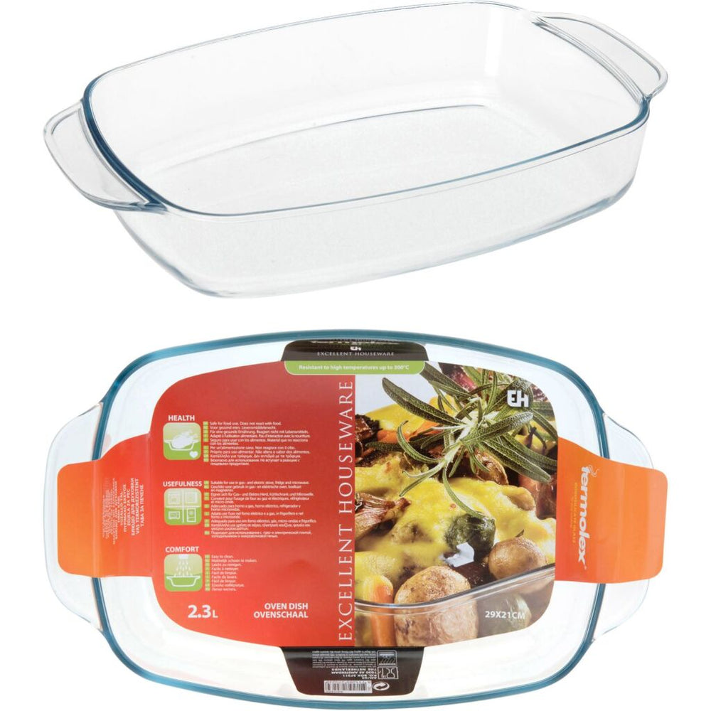 Excellent houseware ovenschaal 2,3l glas braadslede hittebestendig