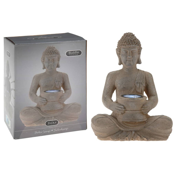 Progarden boeddha met solarlamp polystone