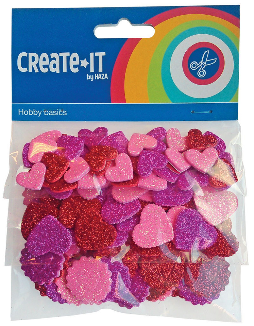 Haza Whitebeard foam stickers hearts and circles, 132 pcs.