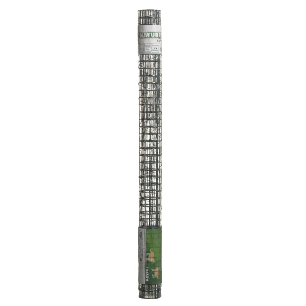 Natuur gaas vierkant 25 mm 1x2,5 mm kunststof gecoat staal groen
