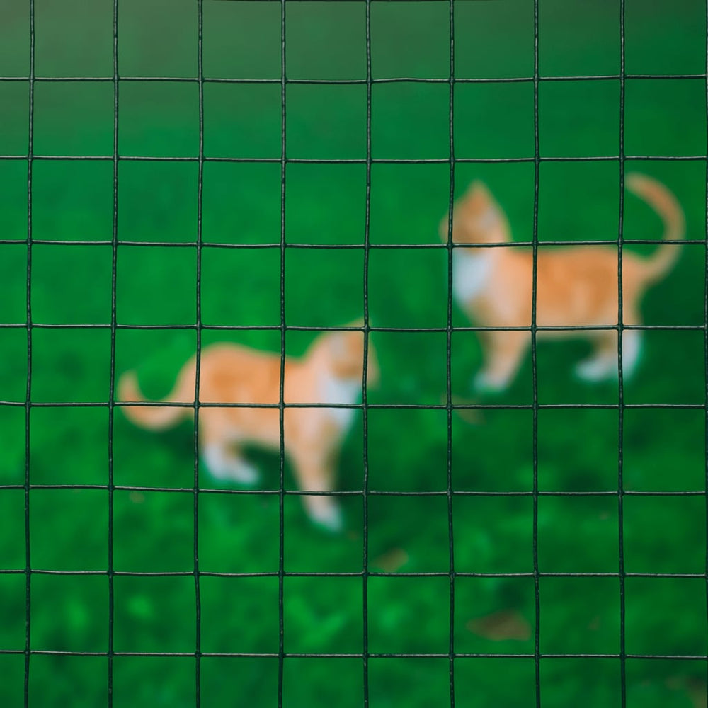 Natuur gaas vierkant 1x5 m 25 mm kunststof gecoat staal groen