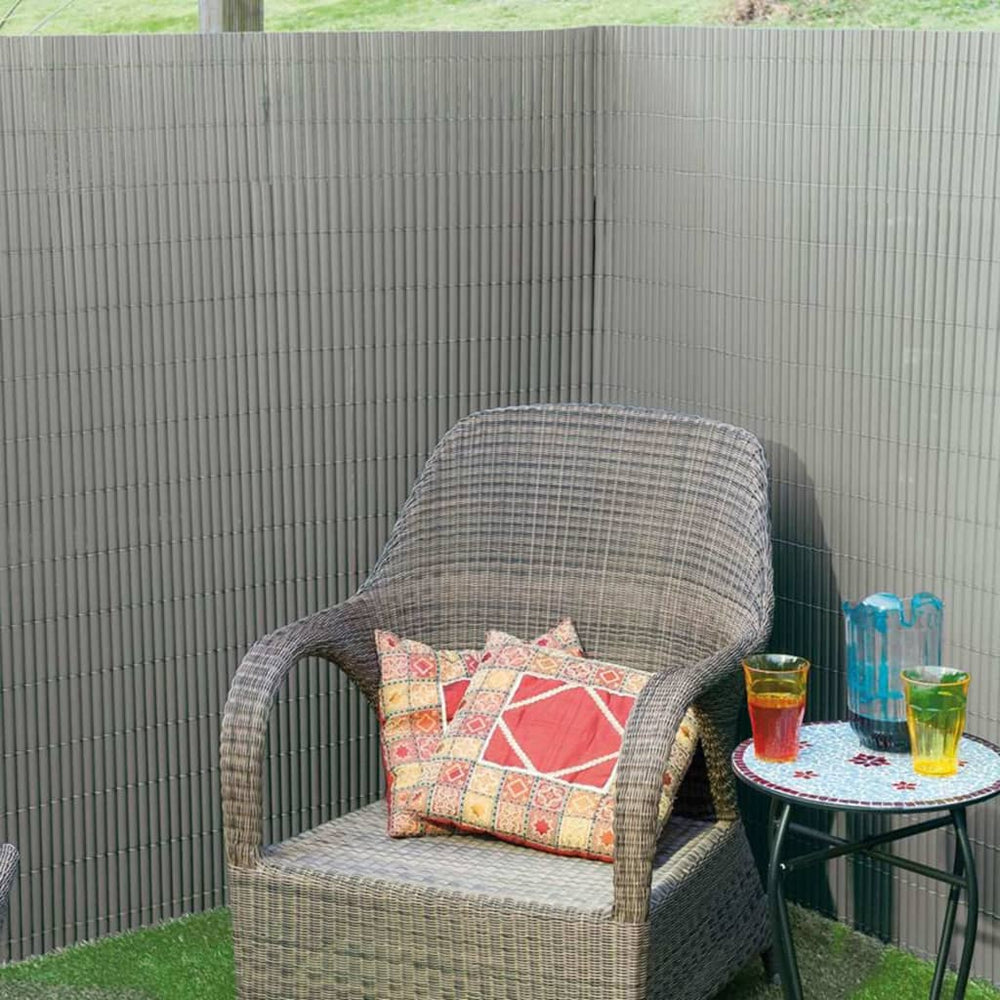 Nature tuinscherm dubbelzijdig 1x3m pvc grijs