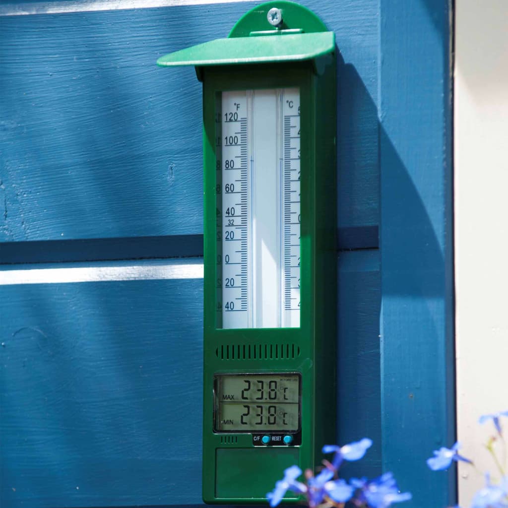 Natuur tuinthermometer min-max digitaal 9,5x2,5x24 cm