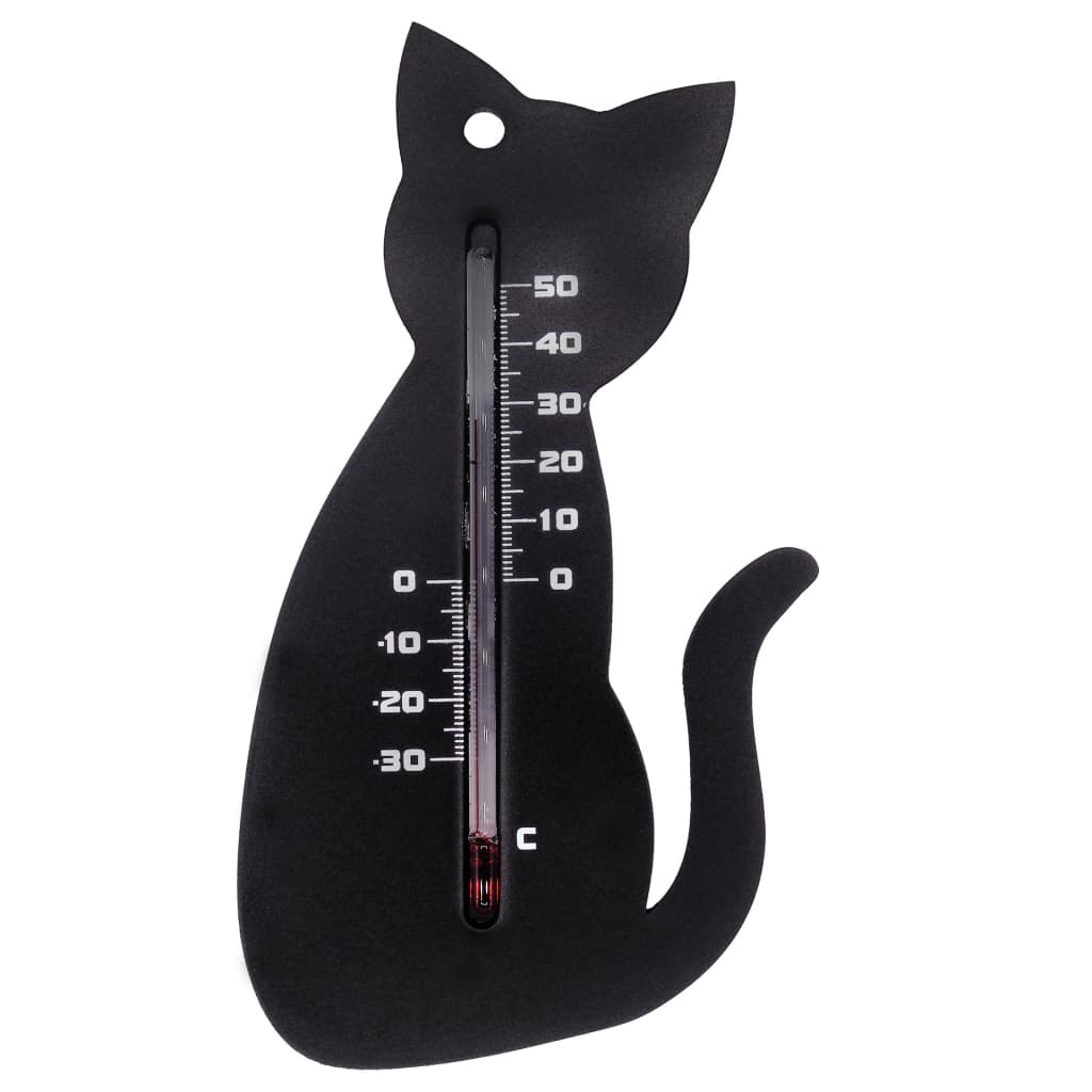 Natuur Natuur Wandthermometer kat zwart