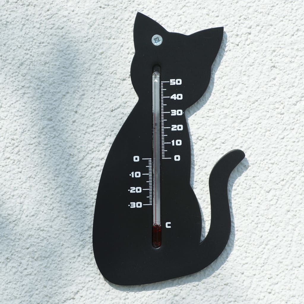 Natuur Natuur Wandthermometer kat zwart