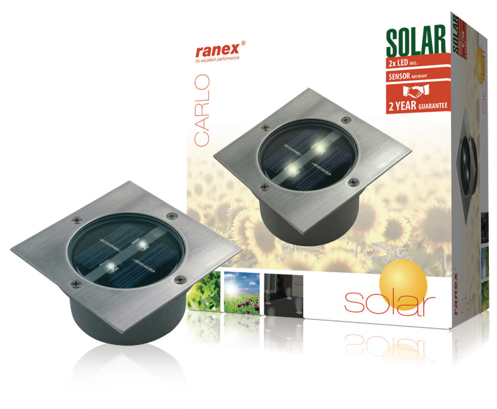 Ranex Ranex Ra-5000198 Vierkant Led Grondspot Geborsteld Rvs Glas (5000.198)