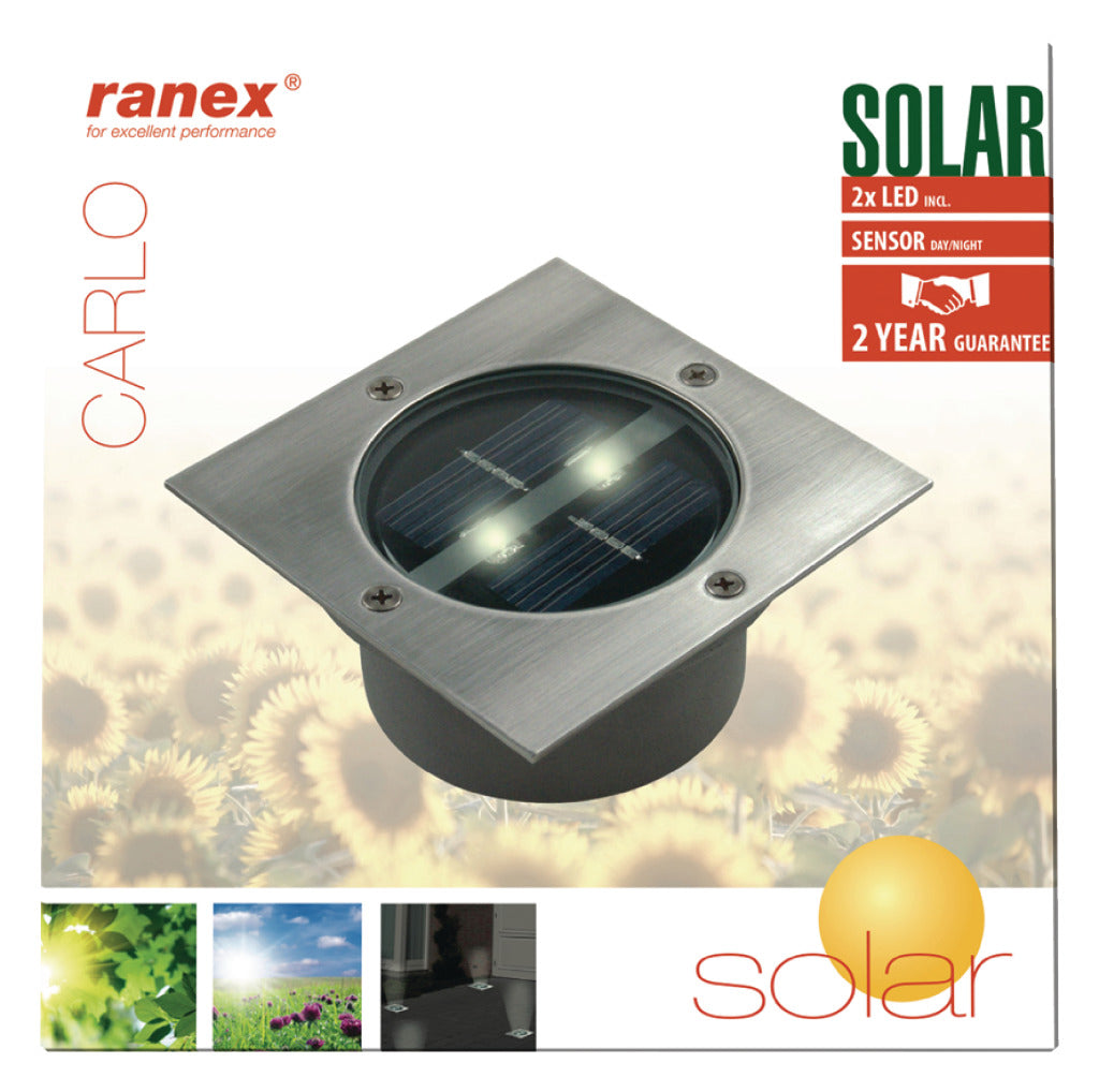 Ranex Ranex Ra-5000198 Vierkant Led Grondspot Geborsteld Rvs Glas (5000.198)