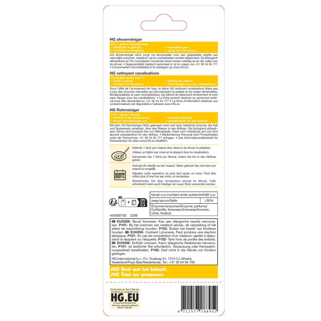Hg afvoerreiniger sticks kaart a 6 stuks