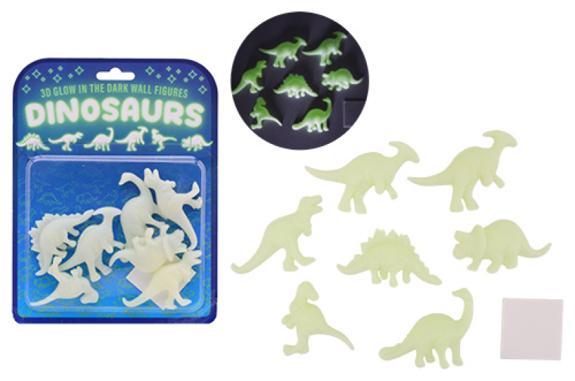 Johntoy glow in the dark 3d muur dino's, 7dlg.