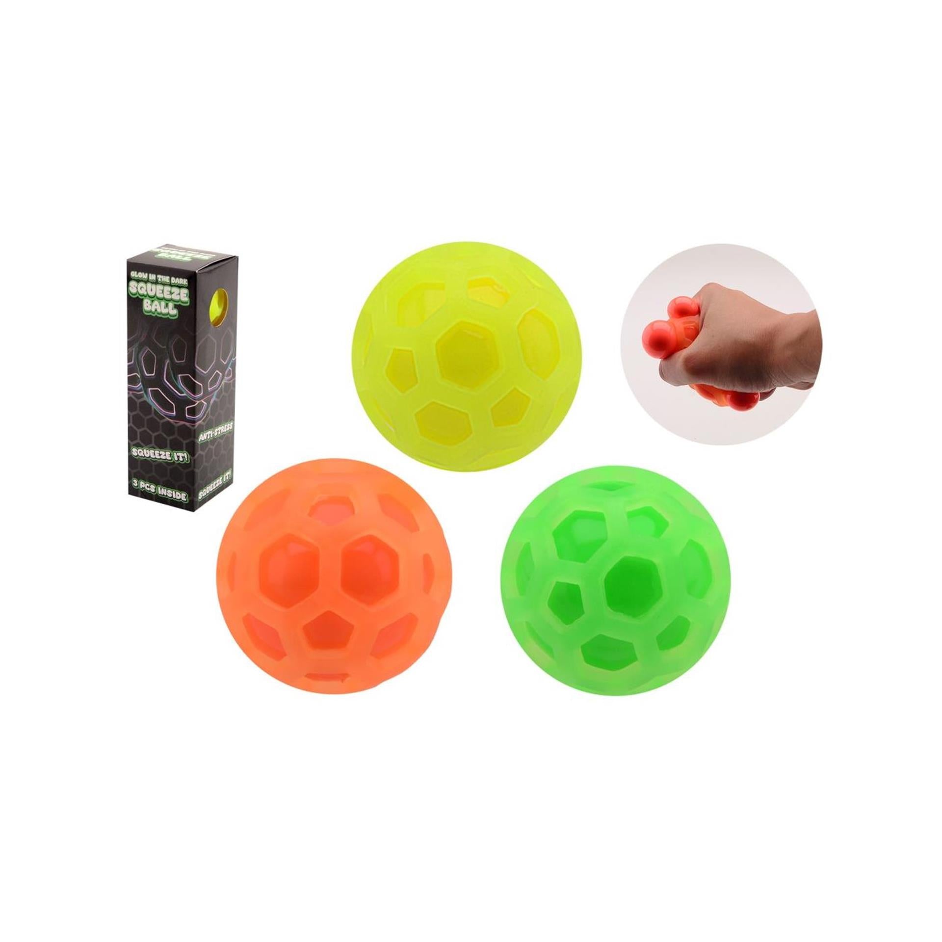 Johntoy glow squeeze ballen 3-delig