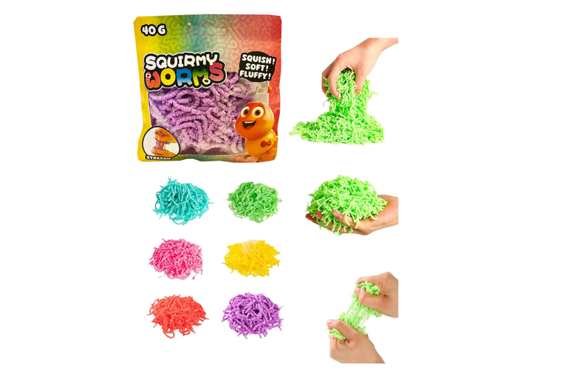 Johntoy squirmy wormen 40 grams in zak 6 kleuren assorti