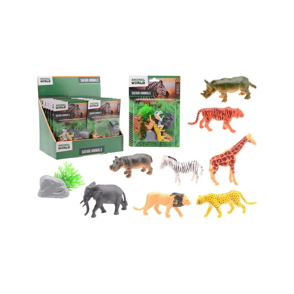 Johntoy animal world - wilde dieren speelset 10-delig op kaart