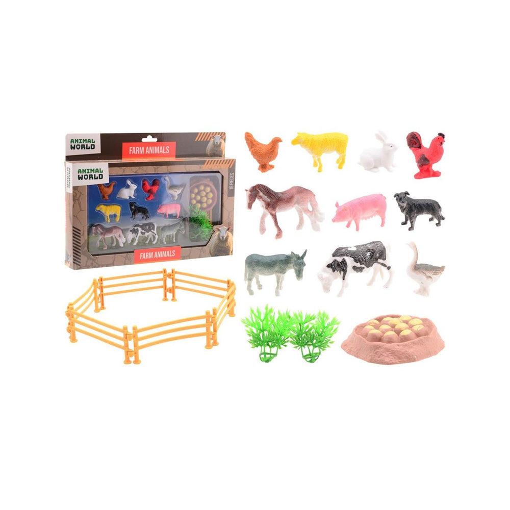 Johntoy boerderij speelset dieren speelgoed 19-delig kunststof.