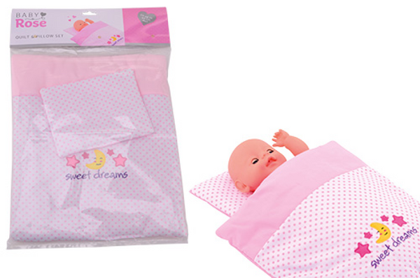 Johntoy - baby rose poppendeken en kussen set - sweet dreams