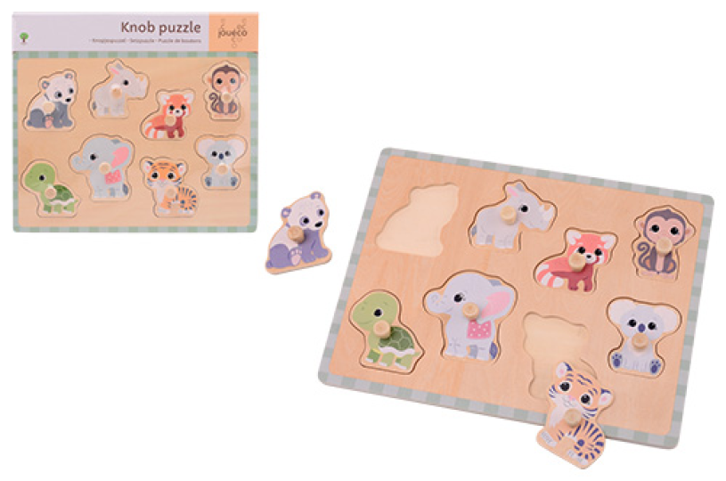 Jouéco Wooden Animal Puzzle Wildies Family - educational toys.